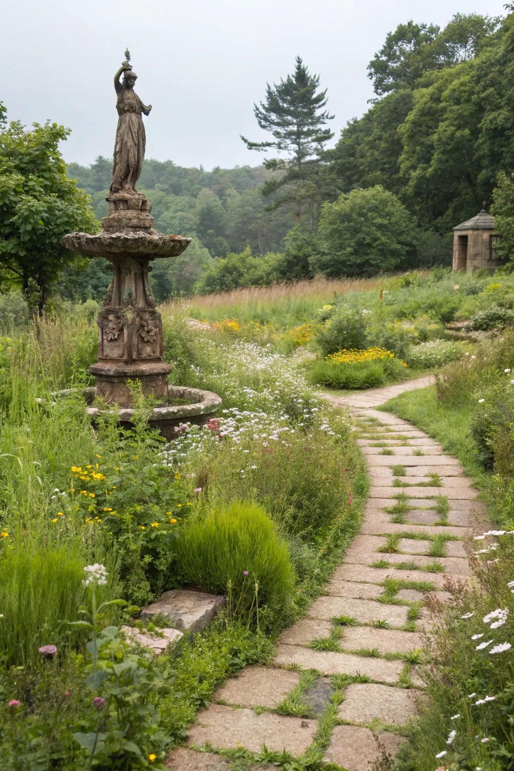 An intriguing garden sculpture drawing attention.