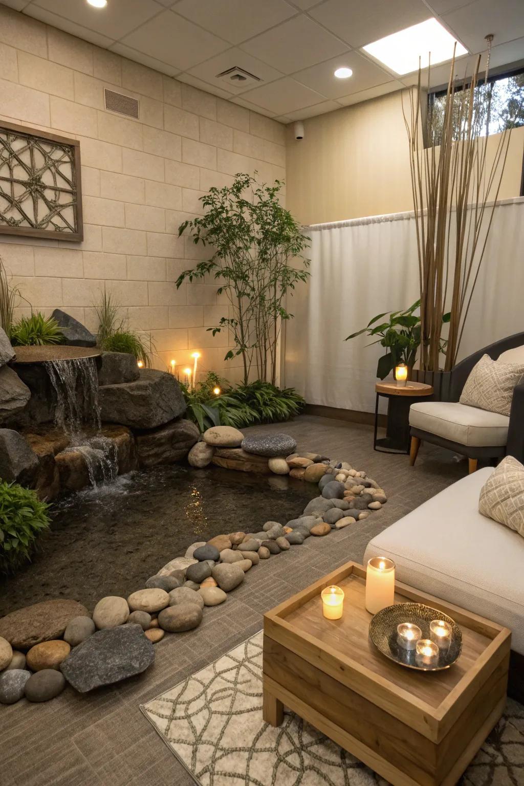 A zen meditation space offers tranquility and a moment of peace.