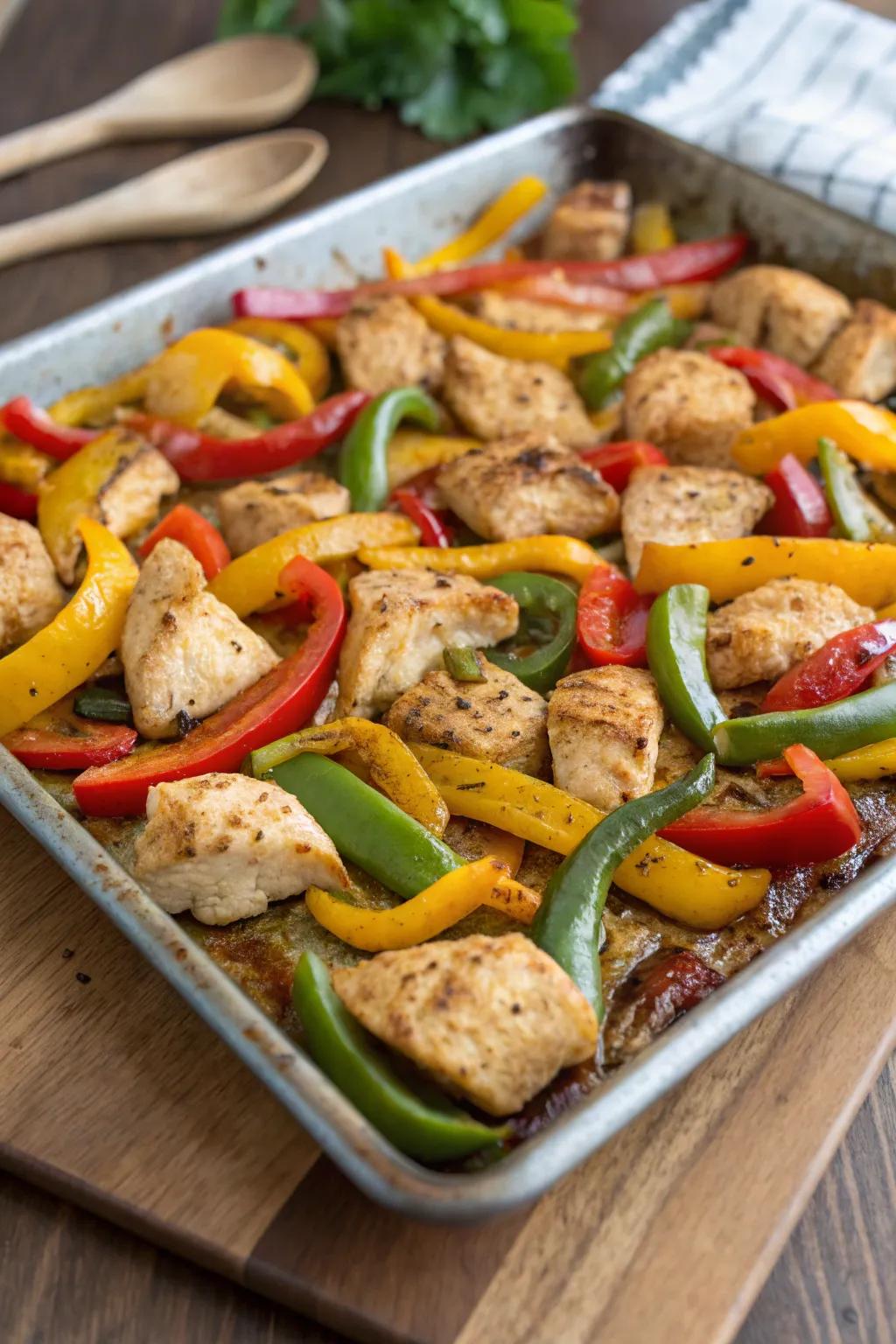 Chili lime chicken with bell peppers, a zesty summer treat.