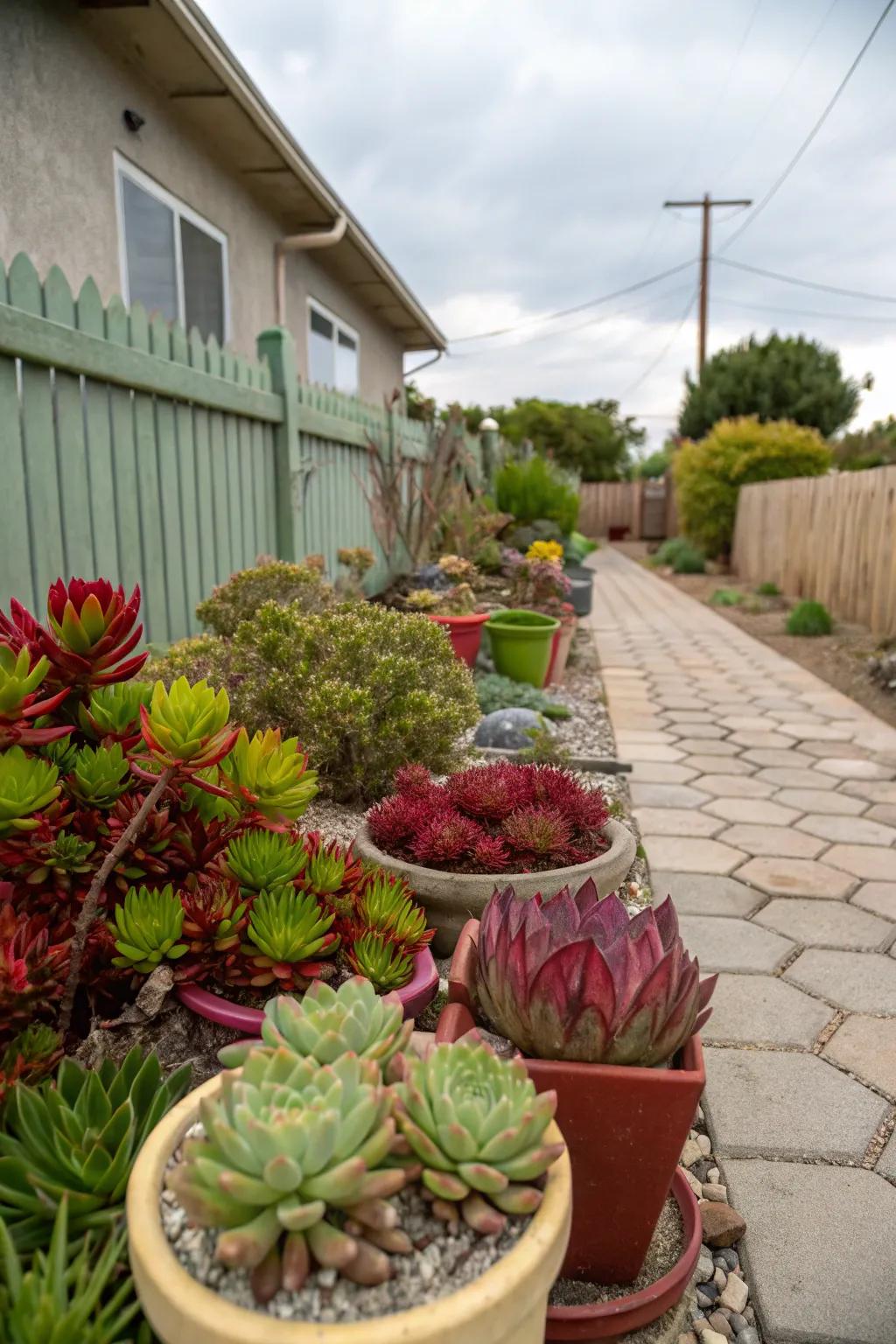 Colorful succulent arrangements offer a low-maintenance display.