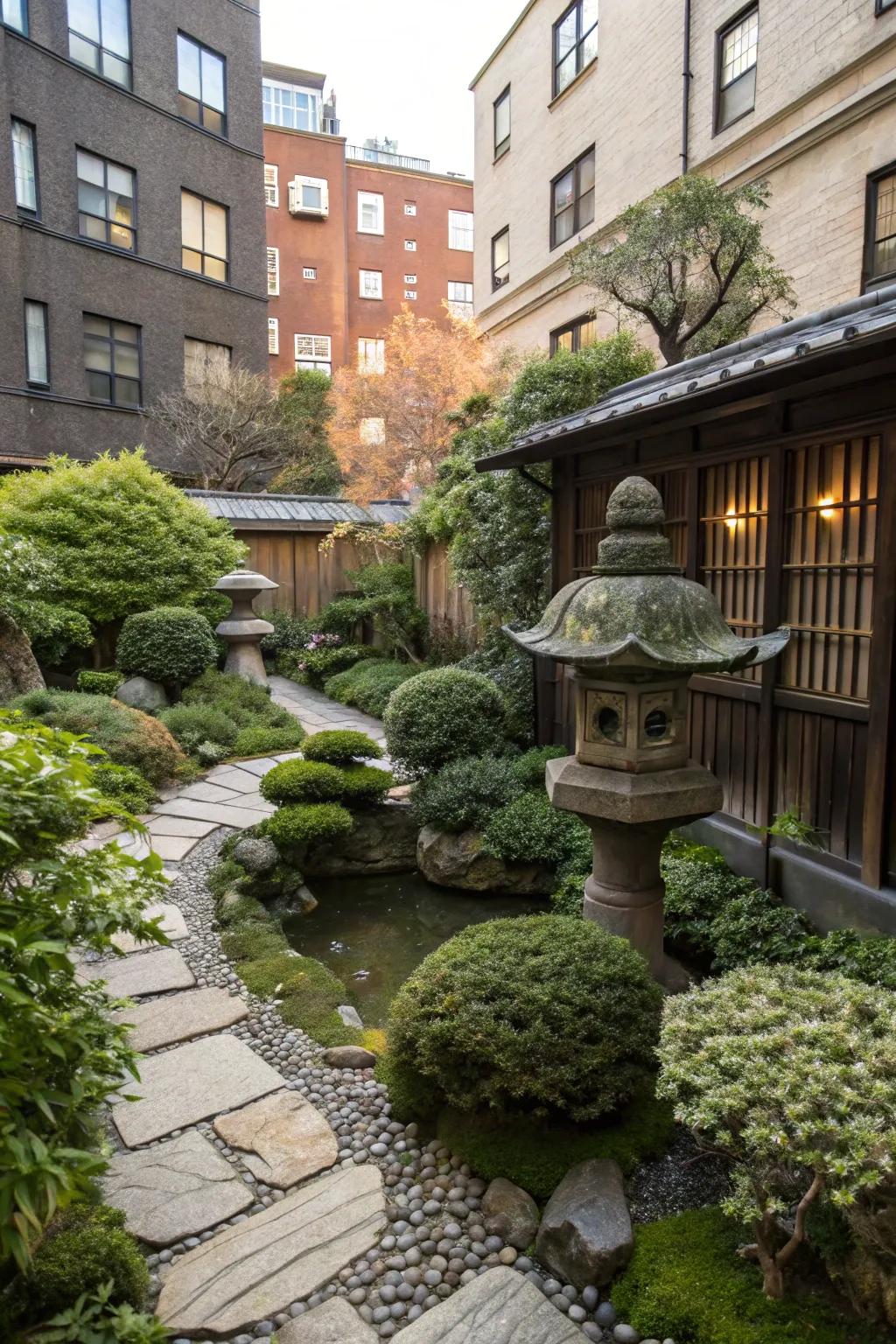 A Tsubo-Niwa nestled in a compact courtyard.