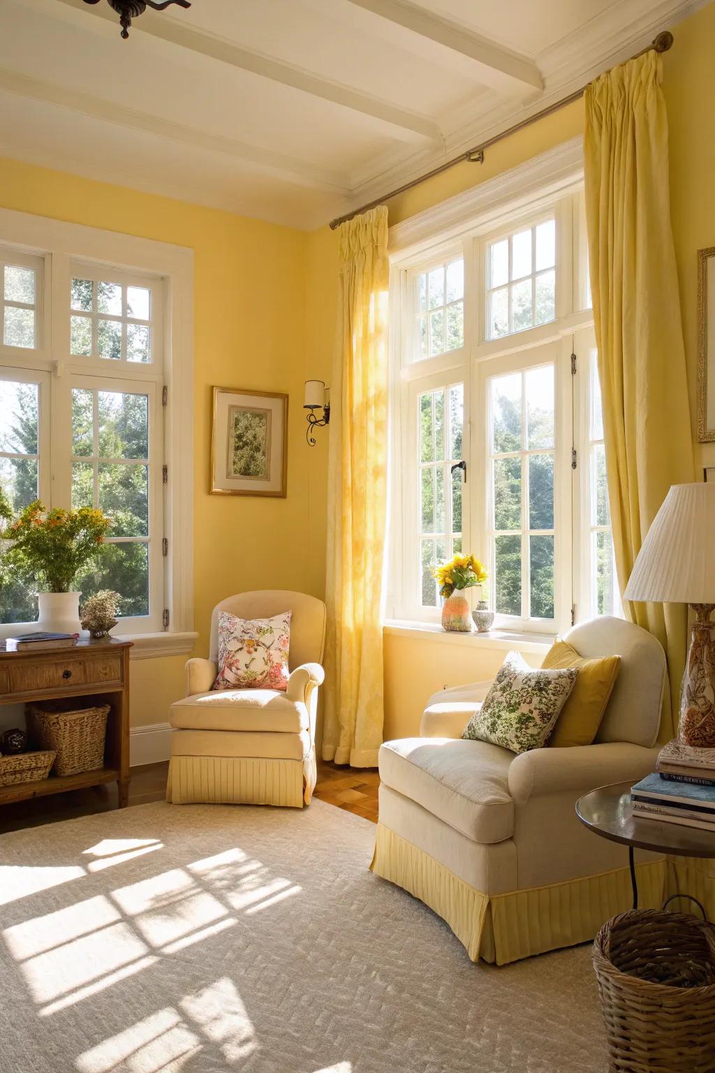 Soft yellow highlights bring warmth and cheer.