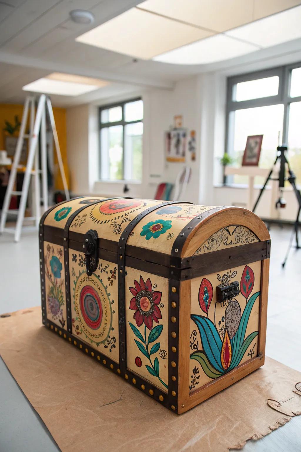 Unleash your creativity with an artistically adorned treasure chest.