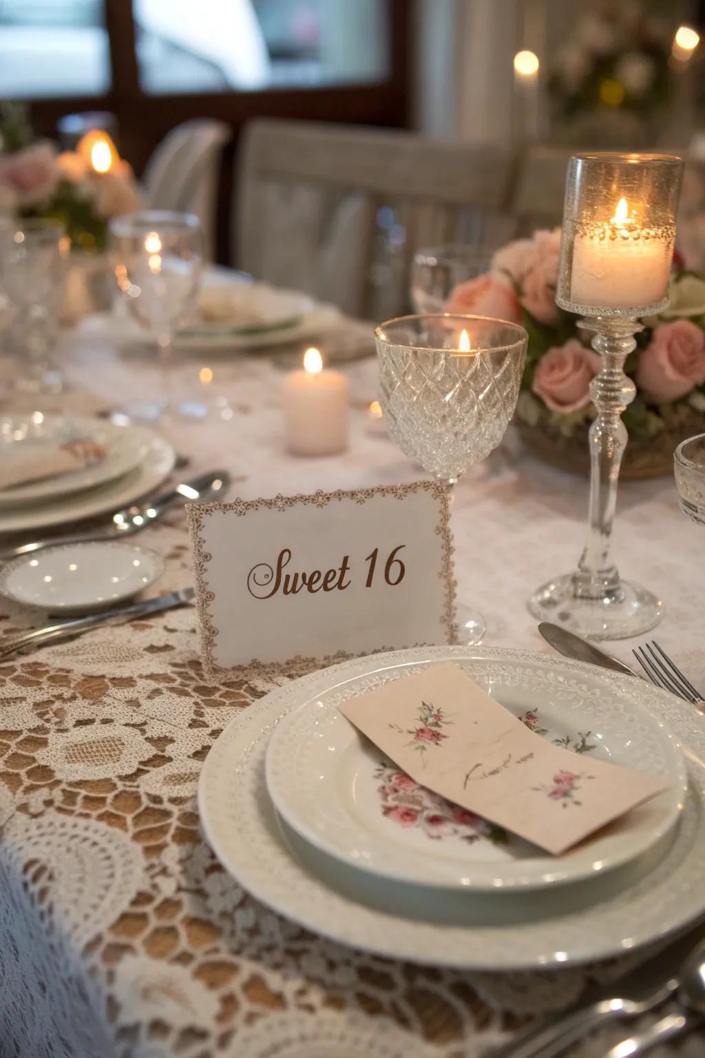 Personalized handwritten place cards adding elegance to the table.