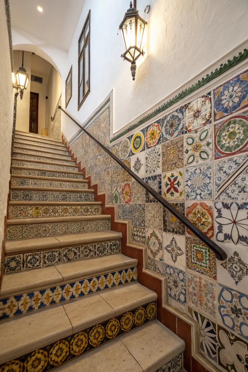 Tiled walls can transform your staircase into a stunning focal point.