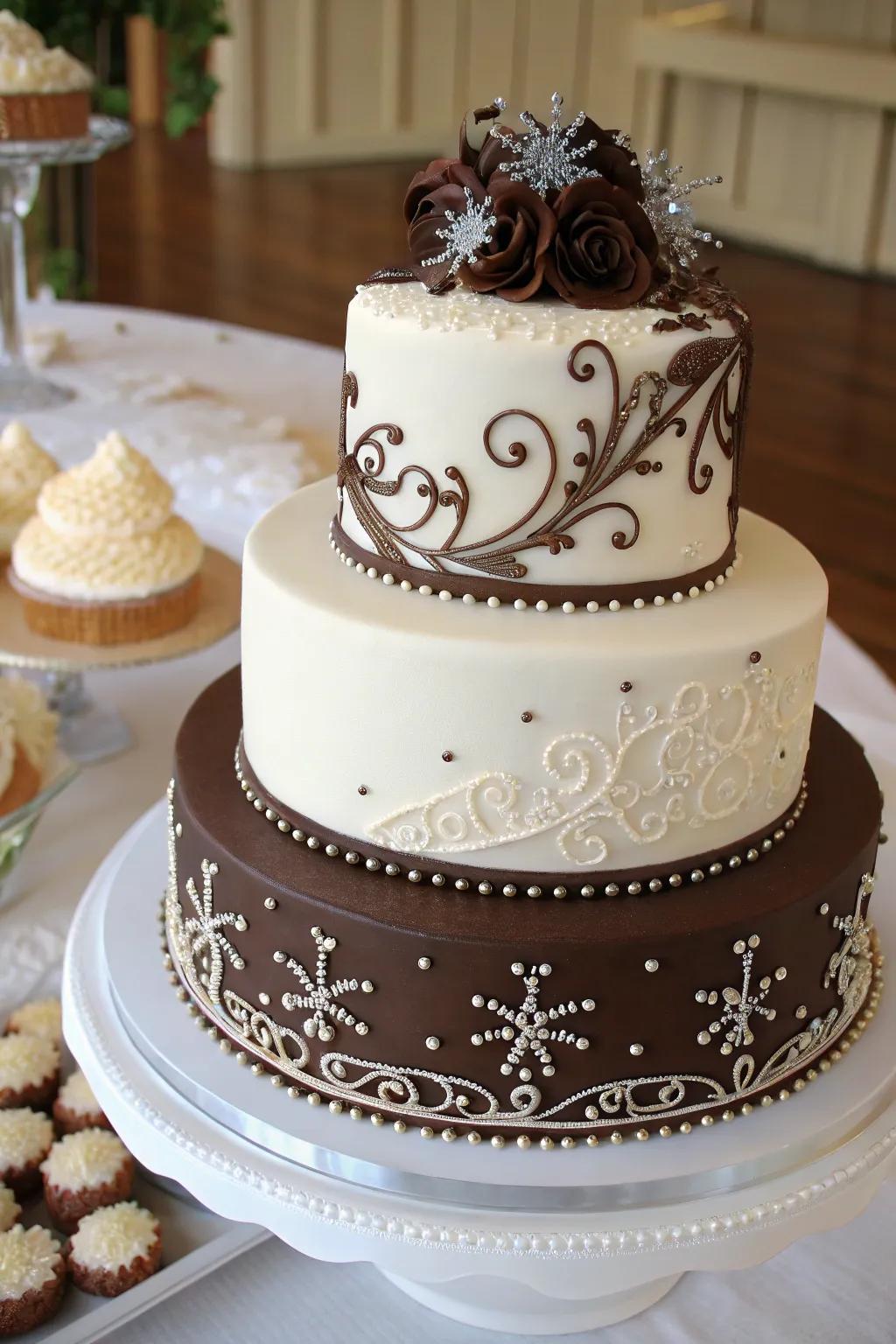 A wedding cake with edible art for a true masterpiece.