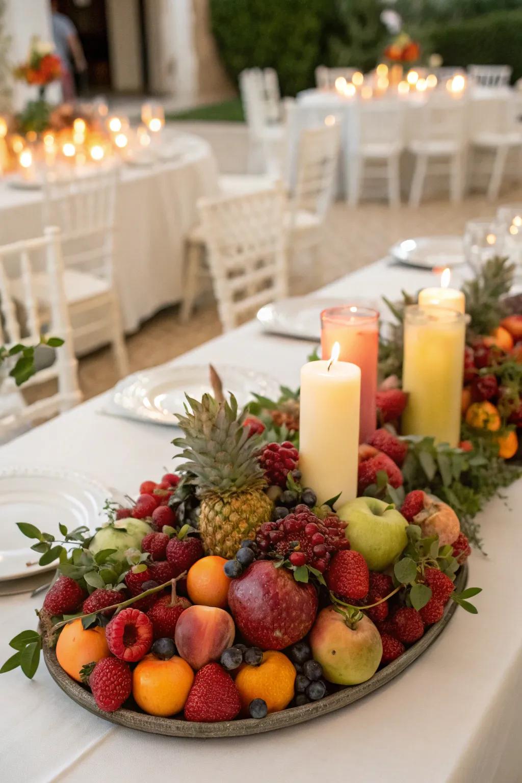 Seasonal fruits adding a refreshing twist to the decor.