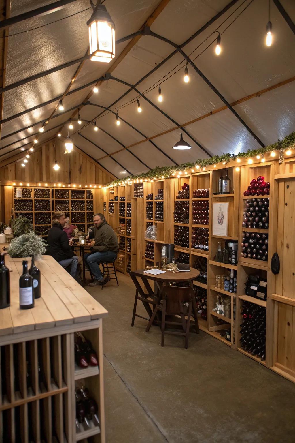 Indulge in a sophisticated wine tasting experience in your shed.