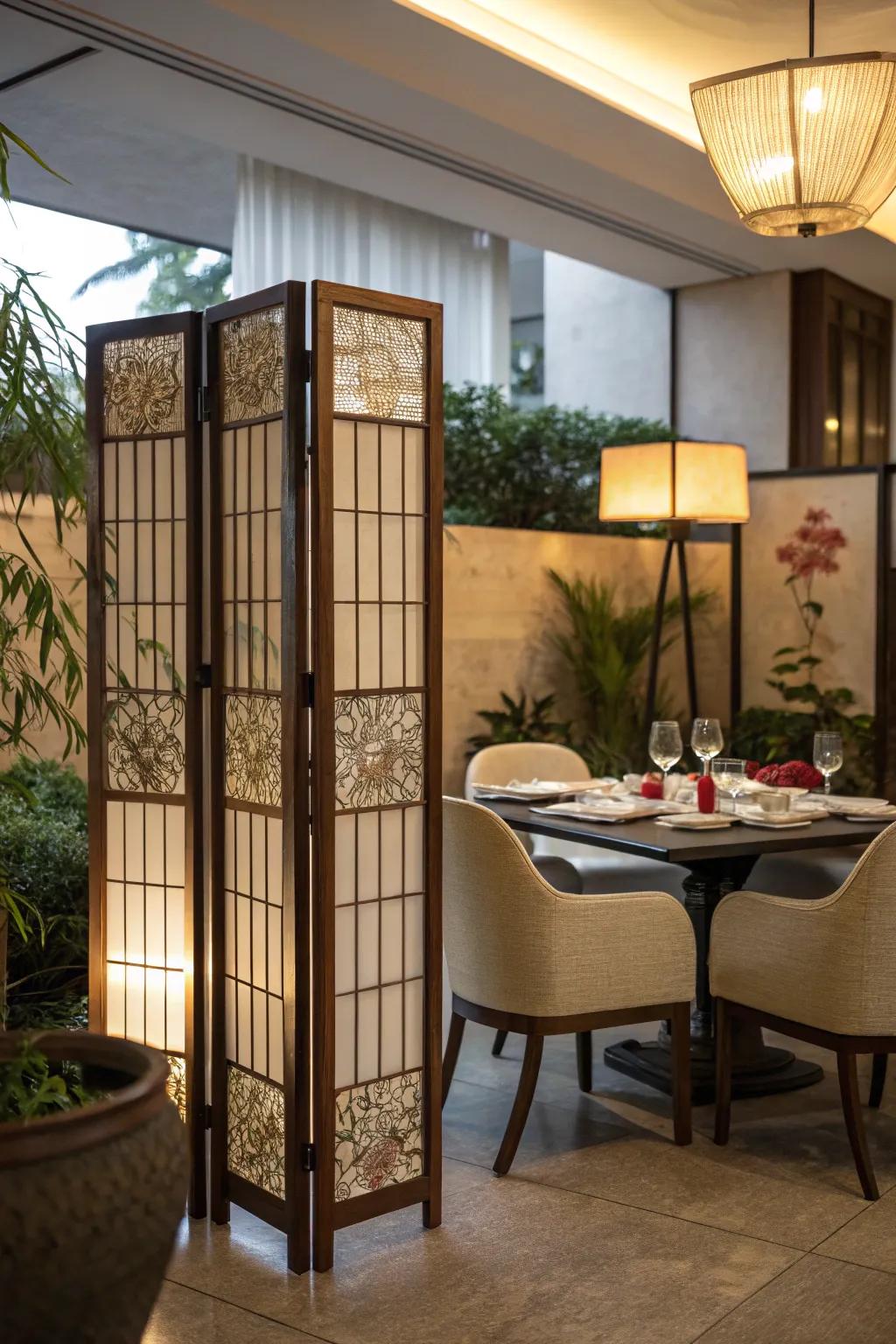 Folding screens offer separation and style.