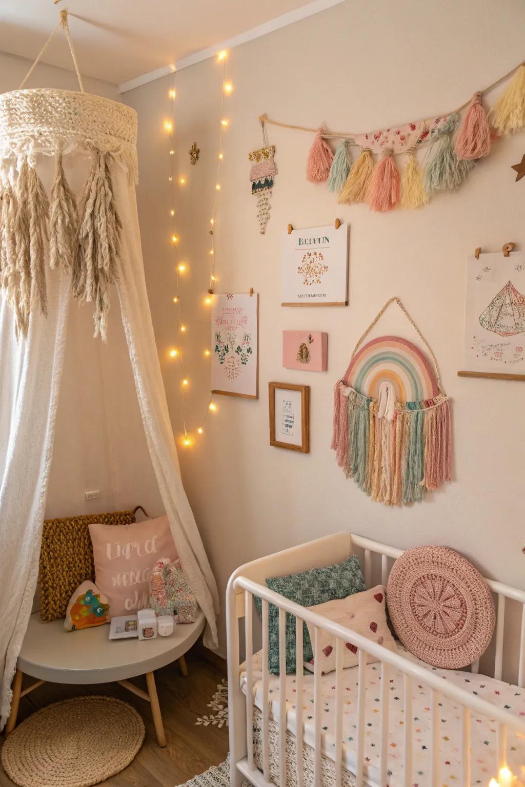 DIY decor adds a personal and heartfelt touch to the baby corner.