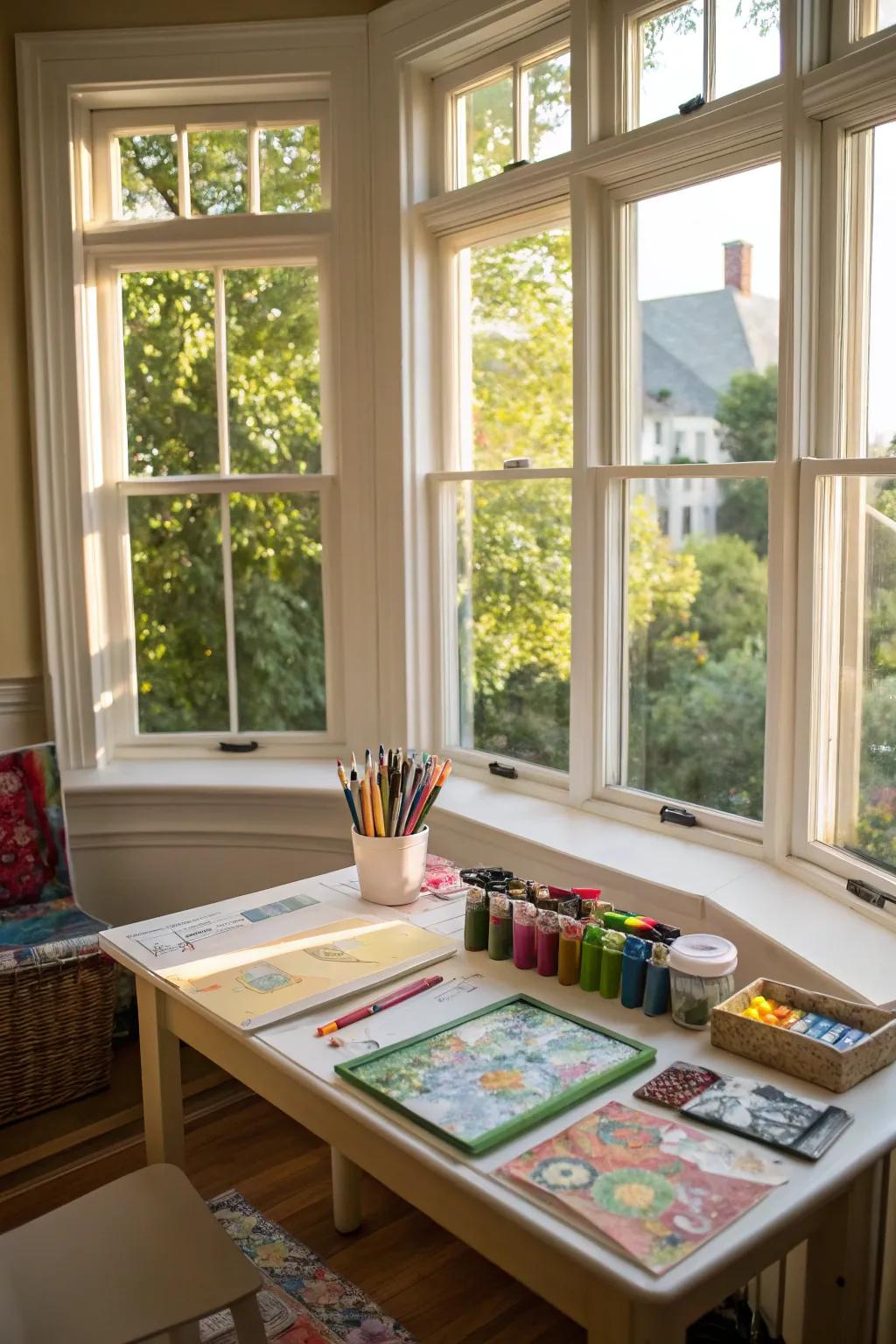 Let your creativity flourish in a bay window craft corner.