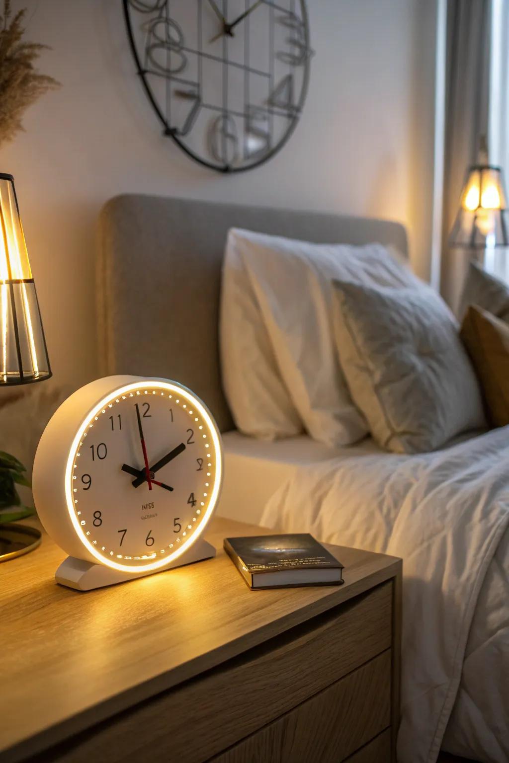 Illuminate your space with clocks that feature integrated lighting.