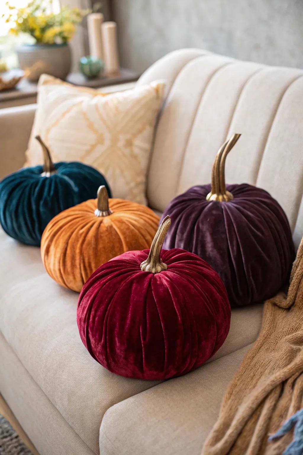 Luxuriate with velvet-covered pumpkins.