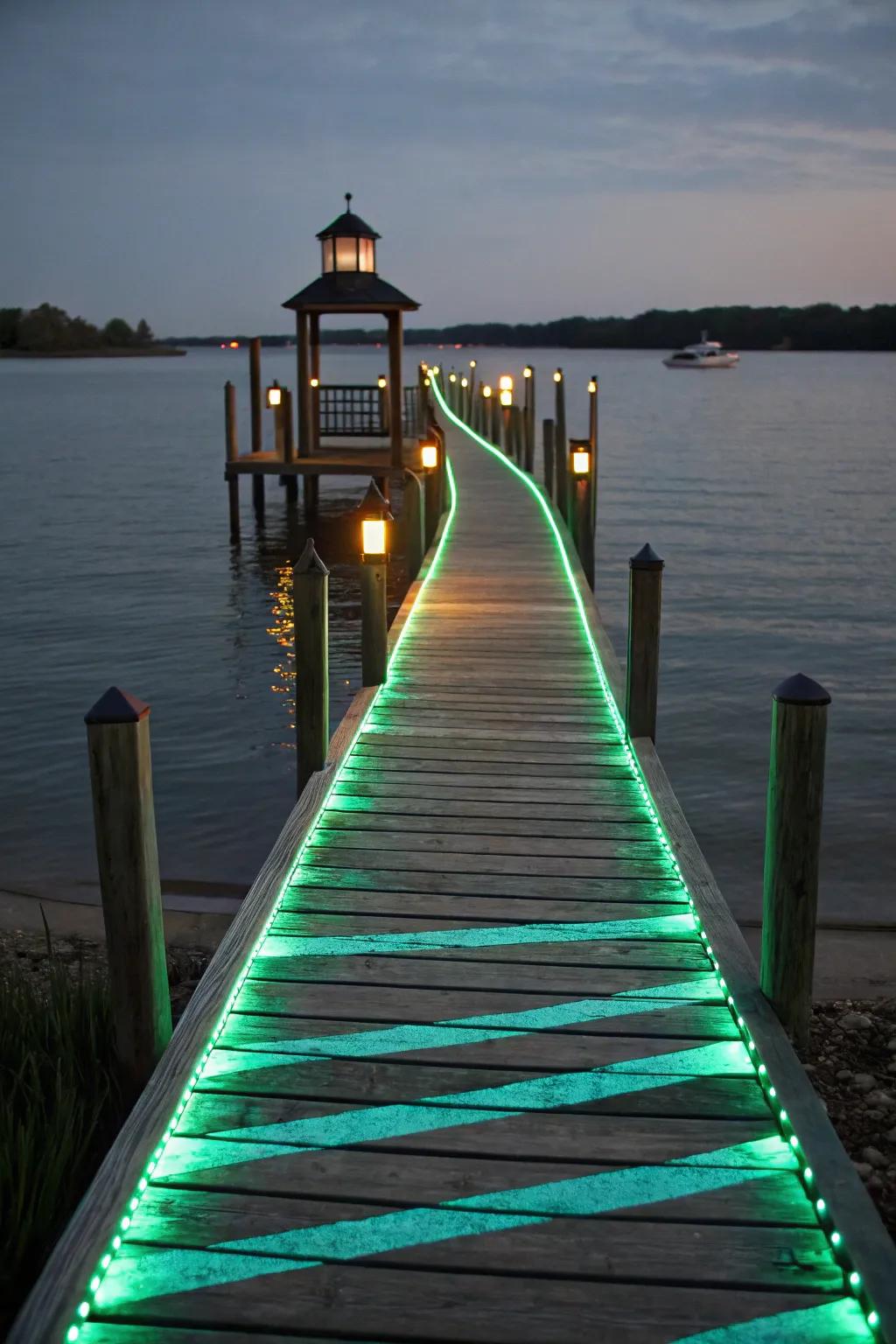 Glow-in-the-dark paint adds fun and safety to the dock.