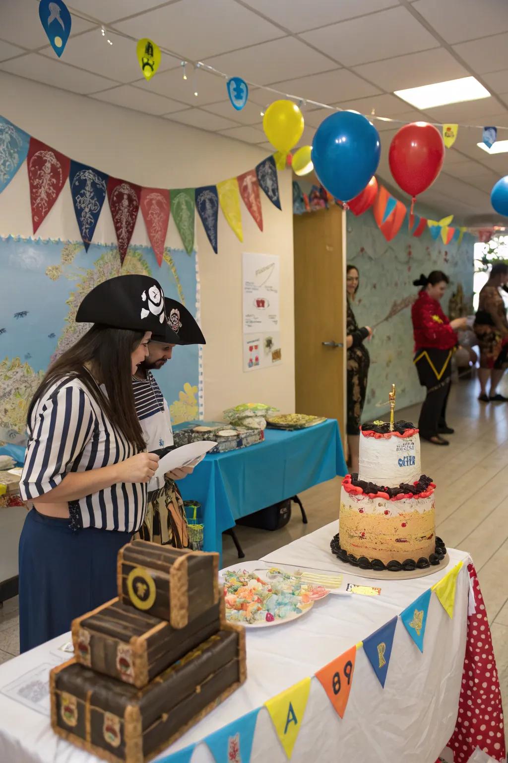 Pirate-themed baby shower with adventurous and treasure-filled elements