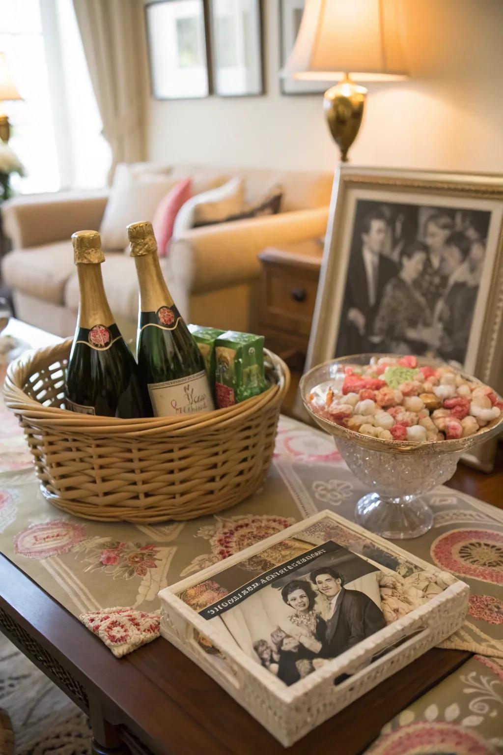 Nostalgic nibbles with retro candies and a vintage photo.