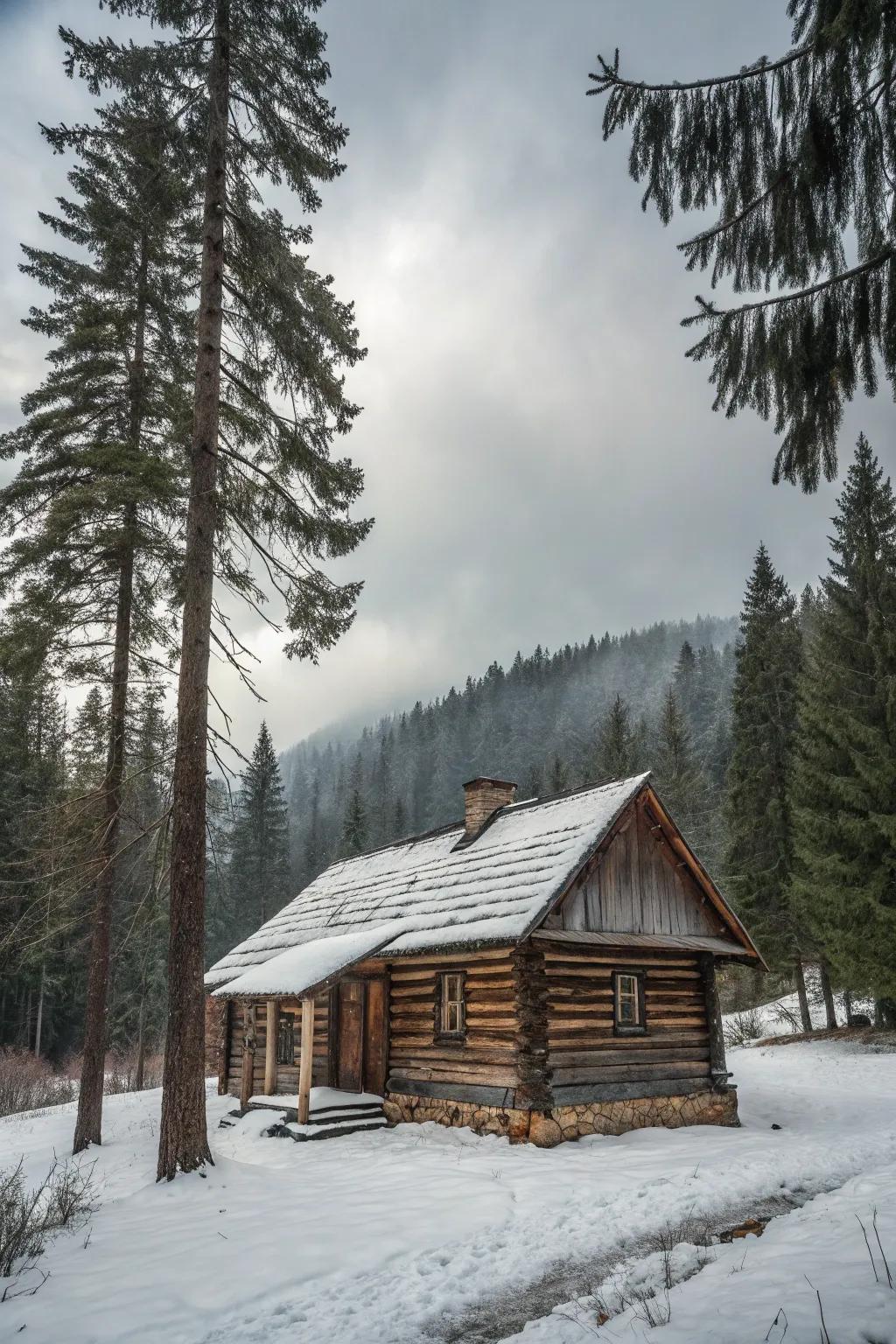 Classic log cabin offering a rustic and inviting atmosphere.