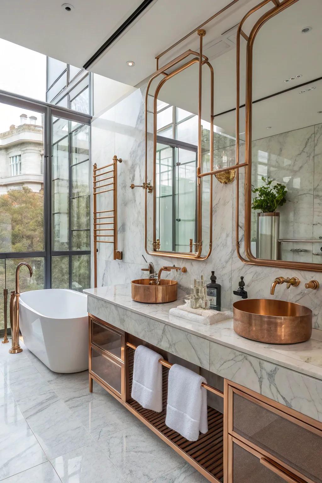 Copper and glass create a stunning, modern combination.