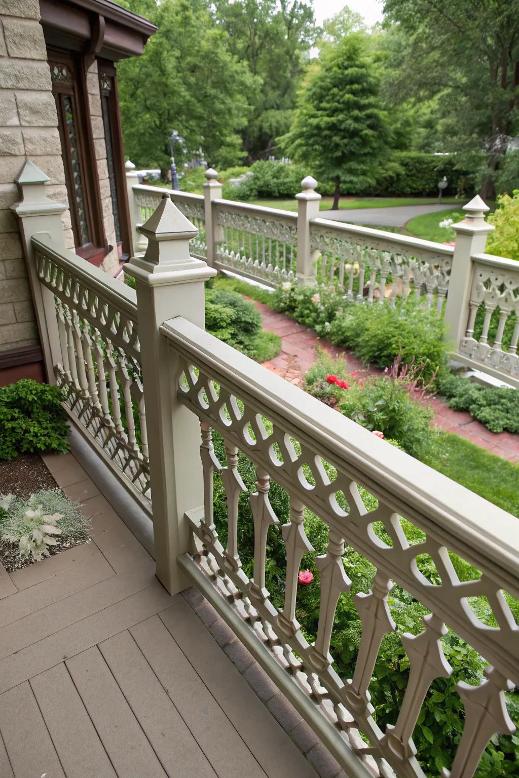 Unique picket patterns add character to Craftsman railings.