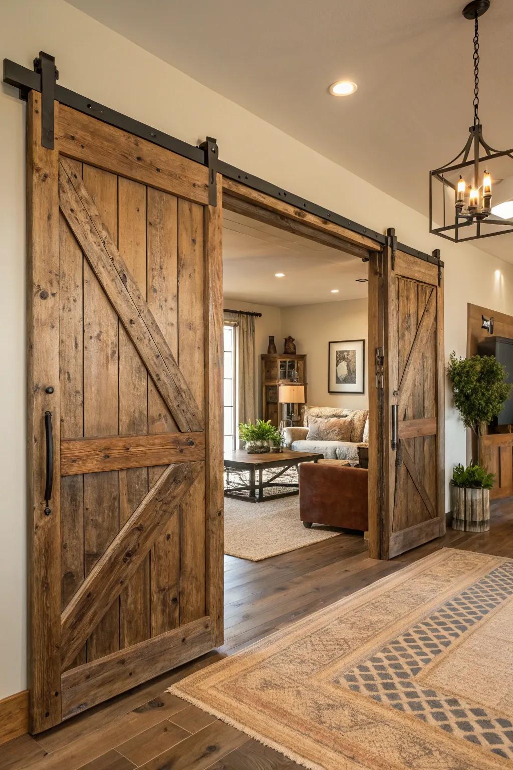 Add rustic charm with reclaimed wood doors.