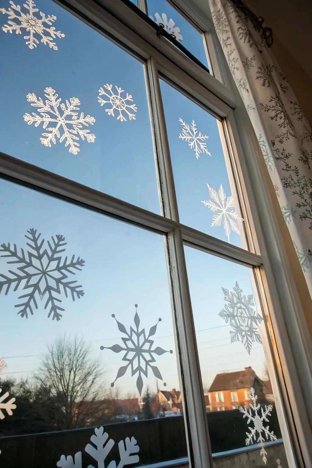 Delicate snowflakes creating a peaceful winter scene