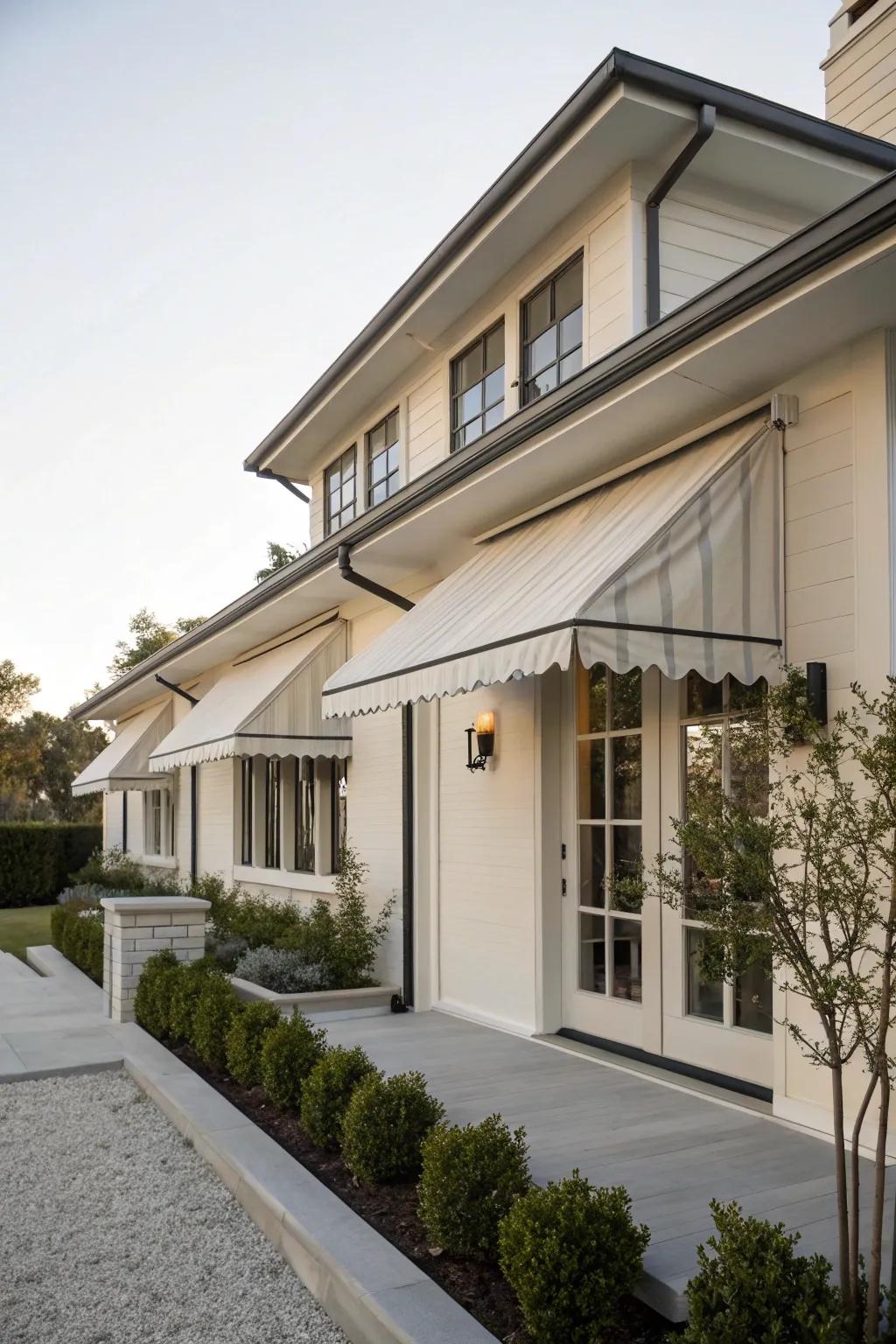 Understated awnings offer a timeless, elegant touch.