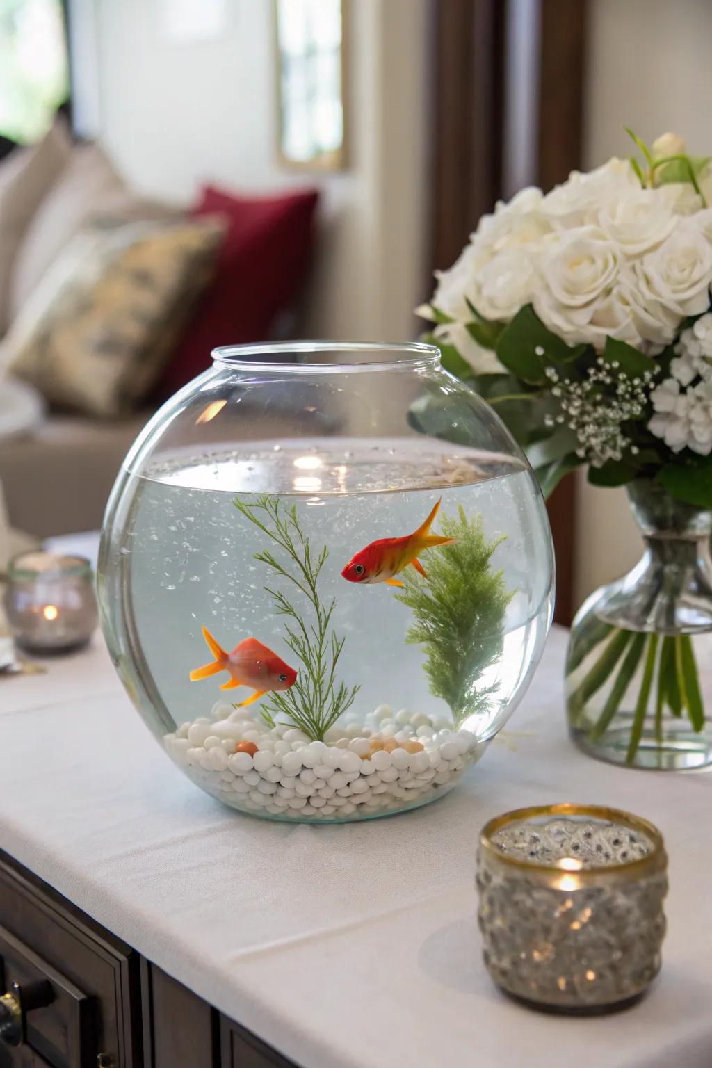 An elegant glass container aquarium