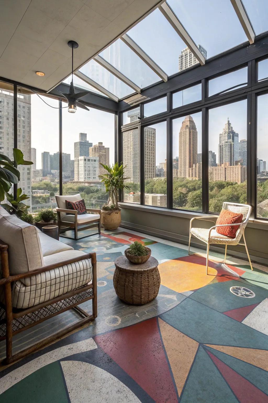Painted concrete floors offer a canvas for artistic expression.