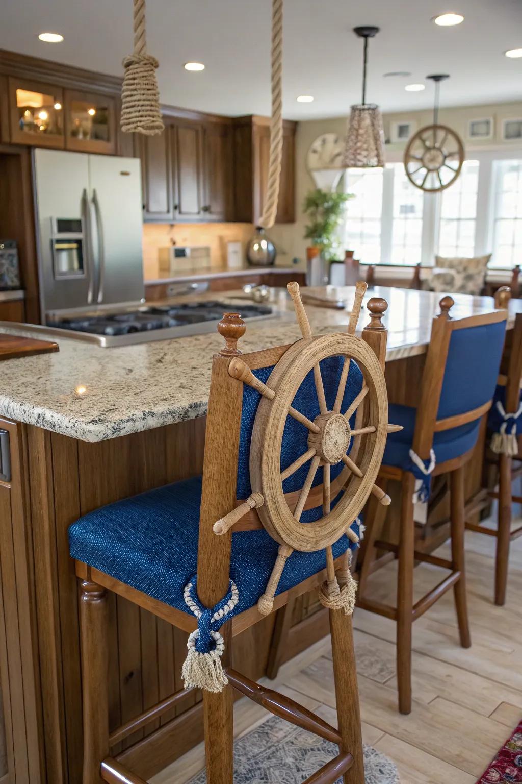 Nautical accents bring coastal vibes to your kitchen.