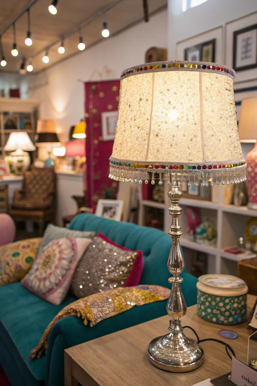 Add a disco vibe with sequin trim on your lampshade.