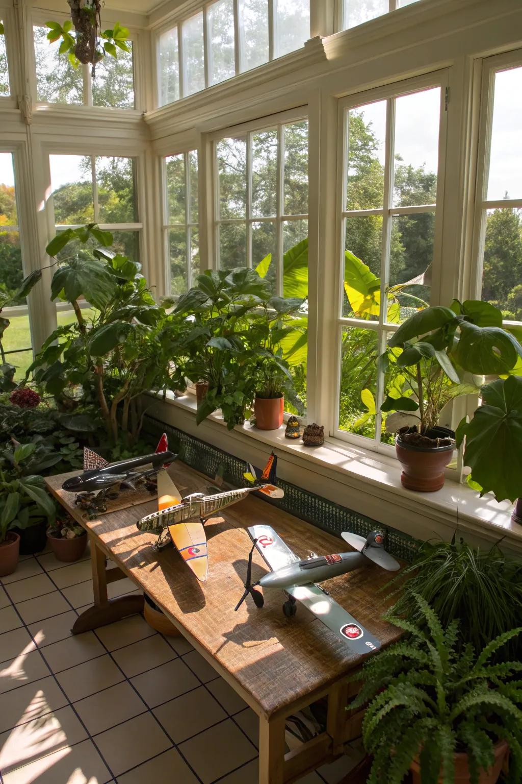 Outdoor displays offer a fresh and airy way to feature your model airplanes.
