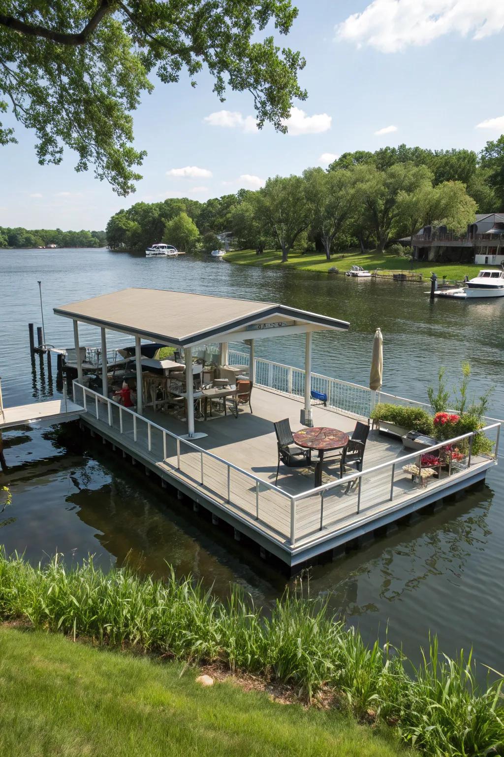 A dock with a versatile platform for a variety of uses.