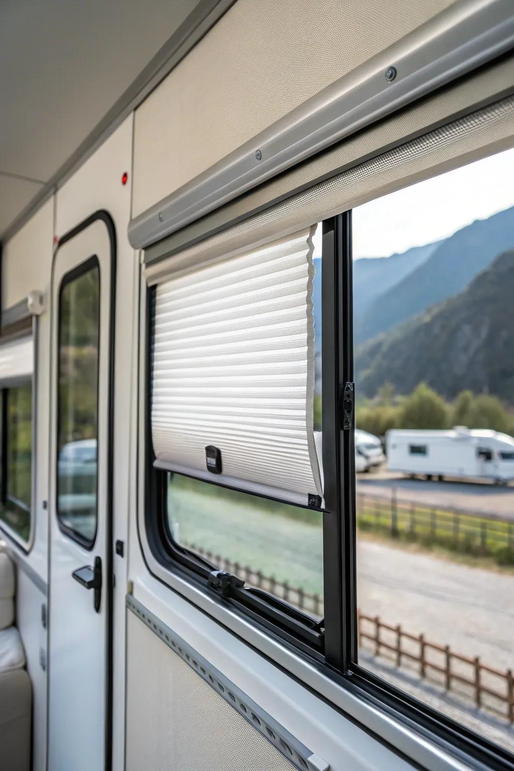 Sleek and modern: roller shades in your RV.