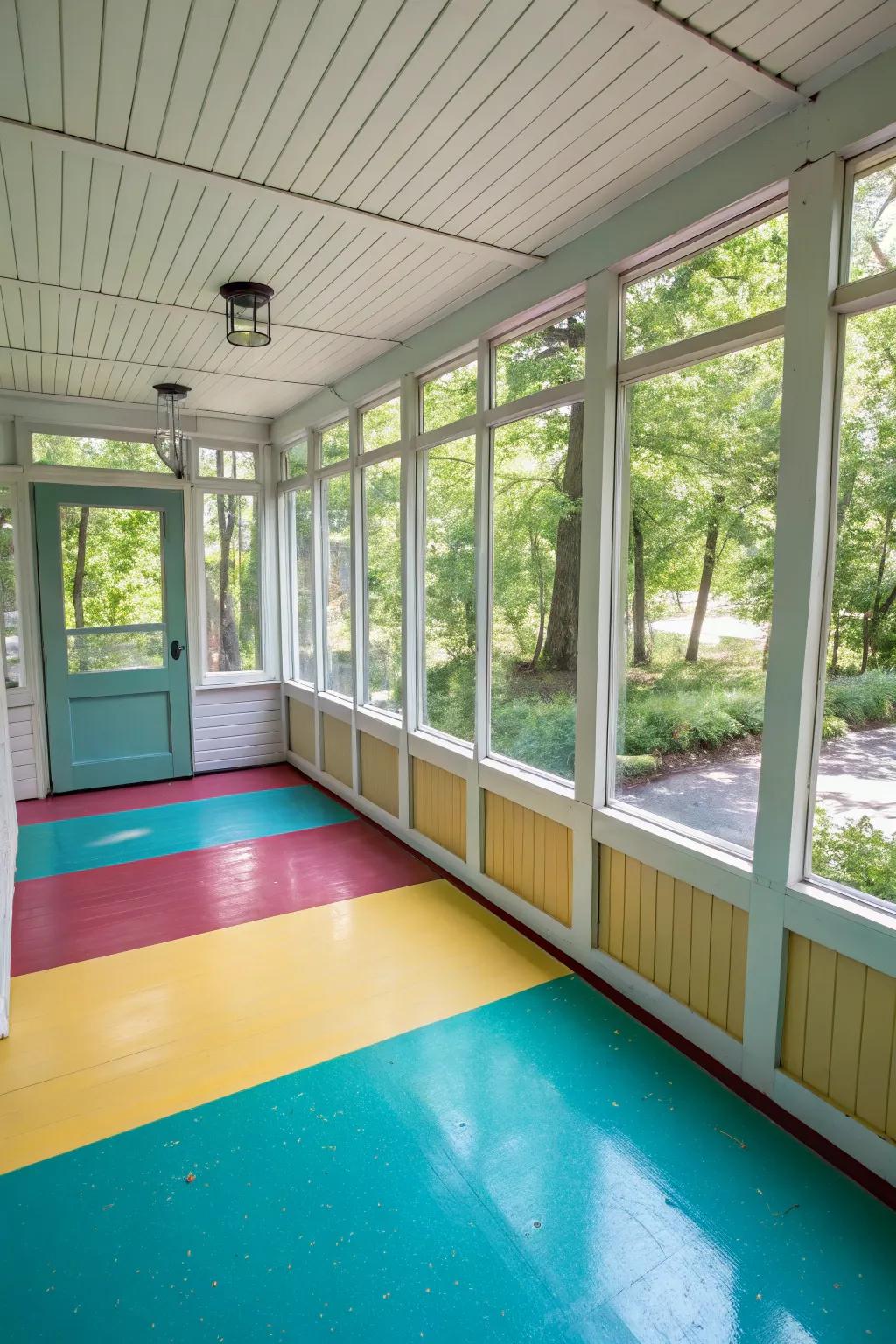 Painted floors add a refreshing and personal touch.