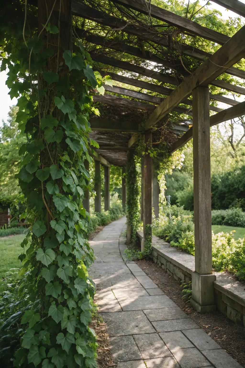 Vines adding vertical interest to a shade garden.