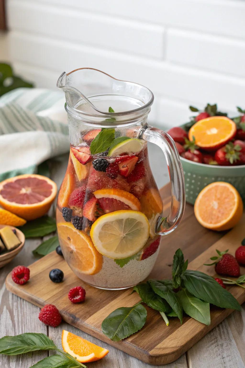 Fruit-infused water keeps guests refreshed and adds a splash of color.