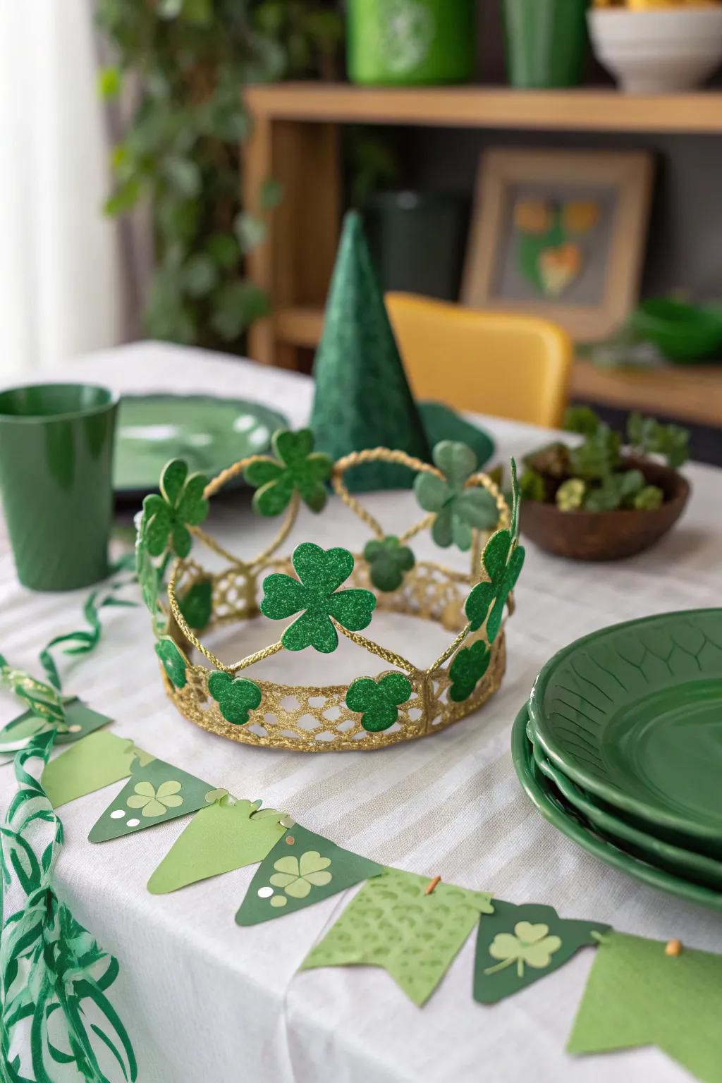 A charming clover crown perfect for festive photos.