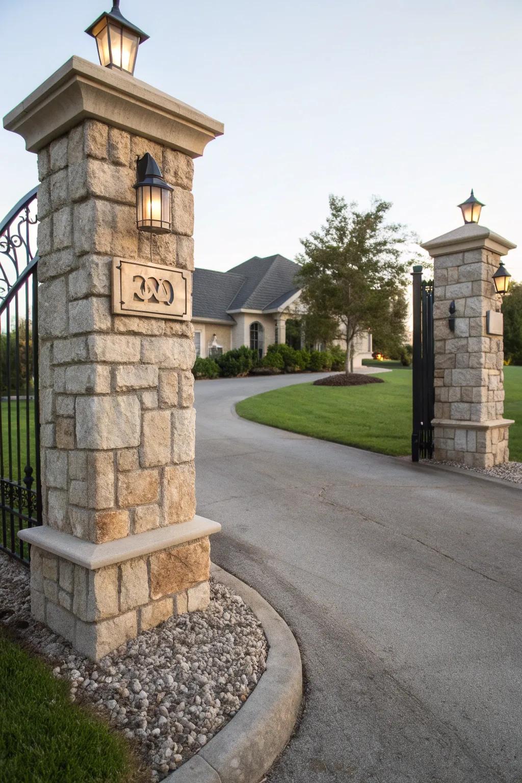 Mark your entrance with decorative stone pillars.