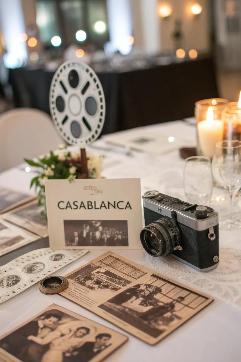 Film-themed table names infuse the event with cinematic charm.