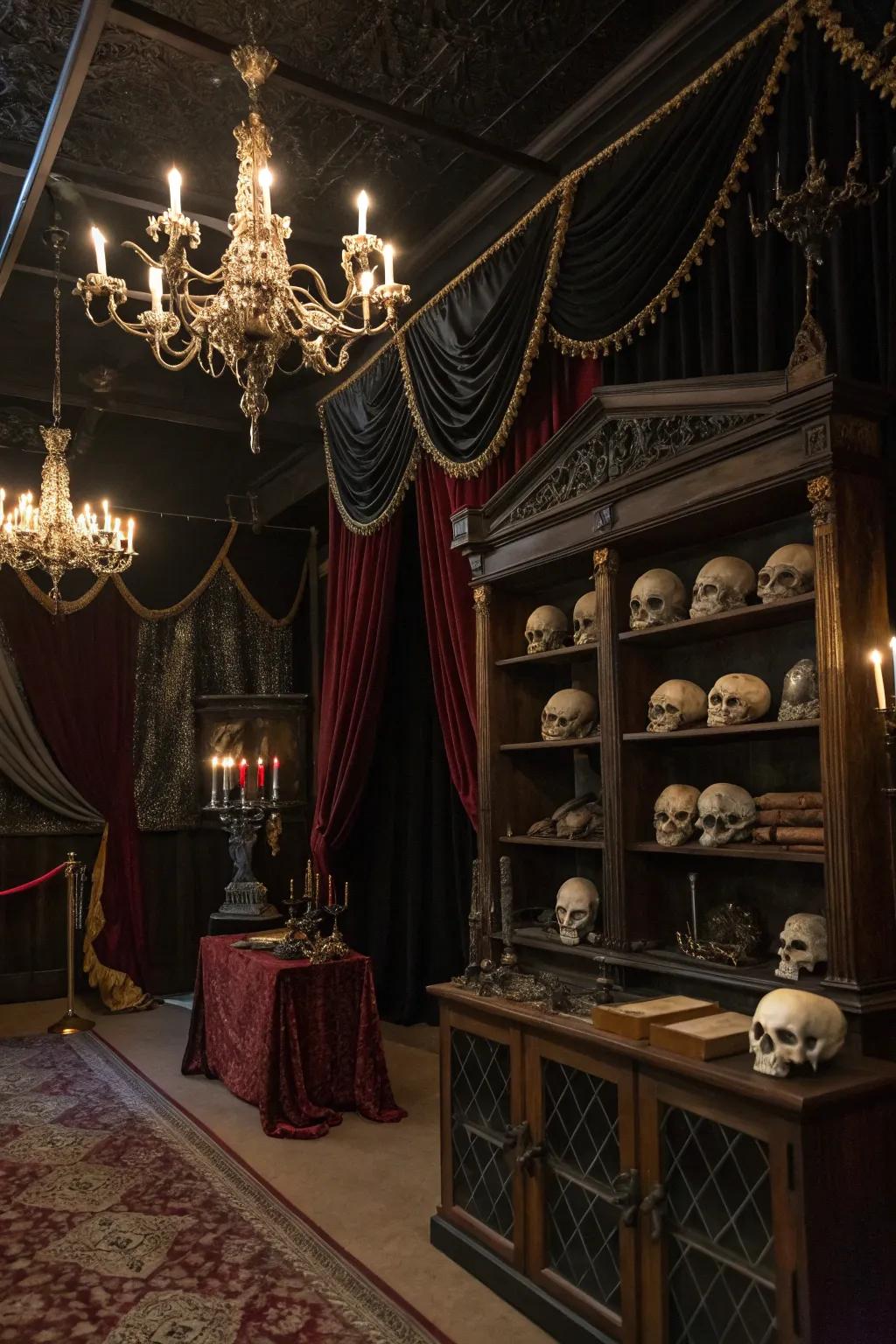 Skulls and skeletons add a classic spooky touch to your vampire theme.