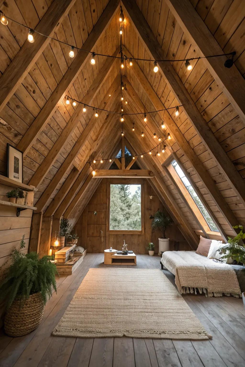 Eco-friendly design choices create a sustainable attic space.