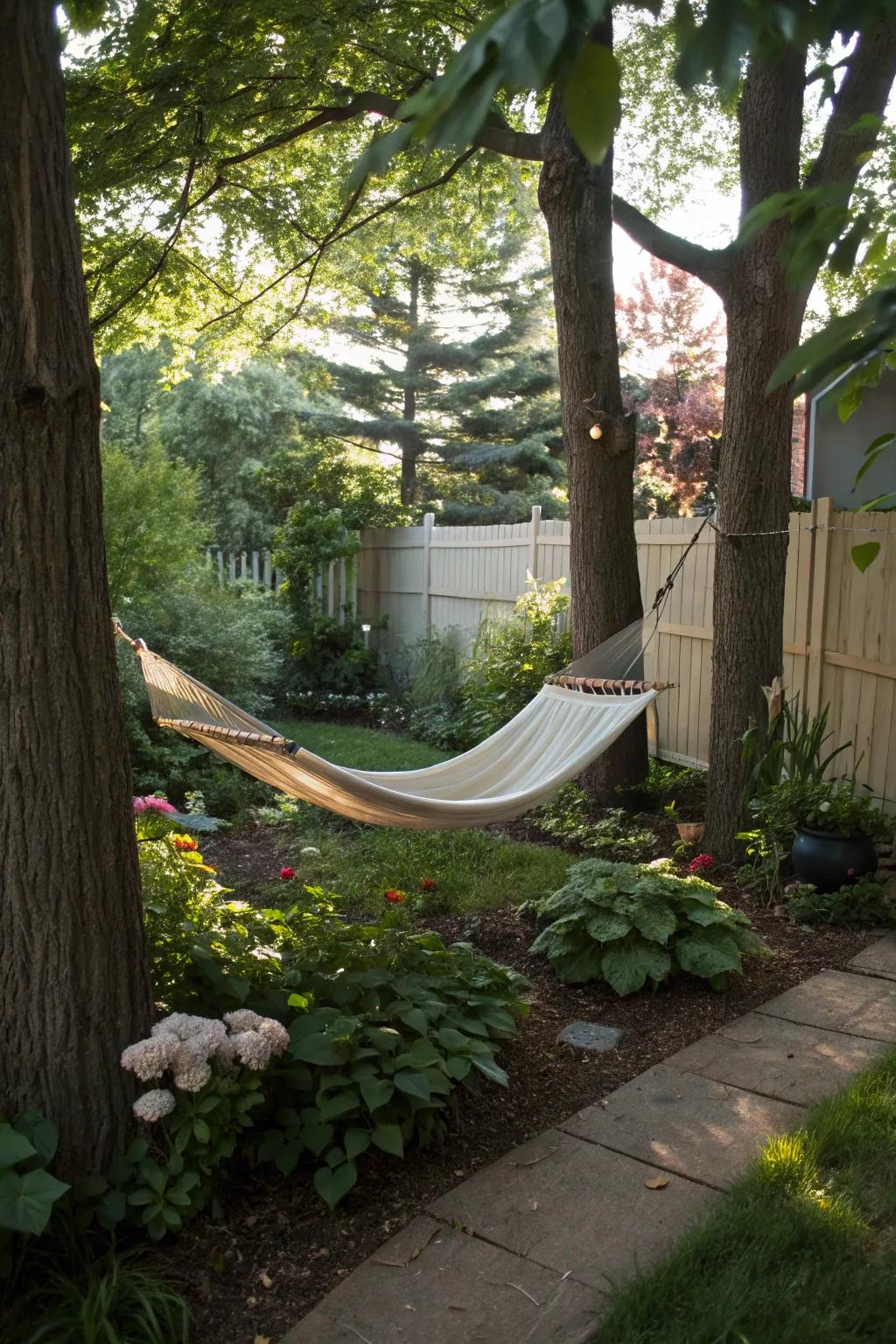 A relaxation nook offers a peaceful escape.