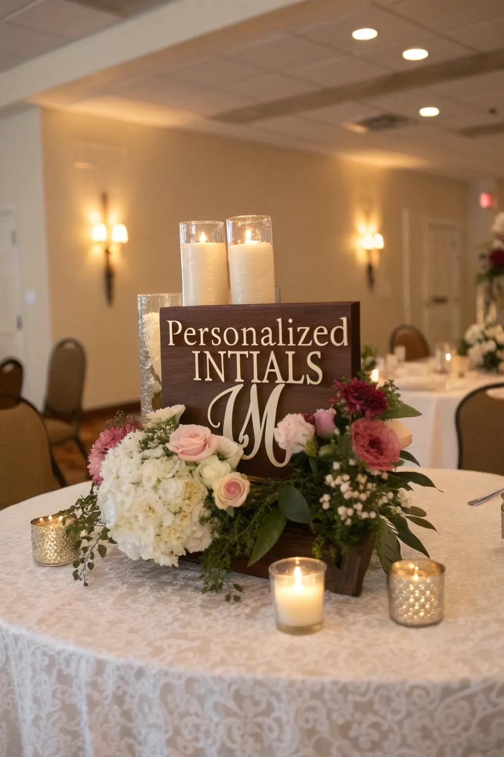 Personalized initials add a modern and personal touch.