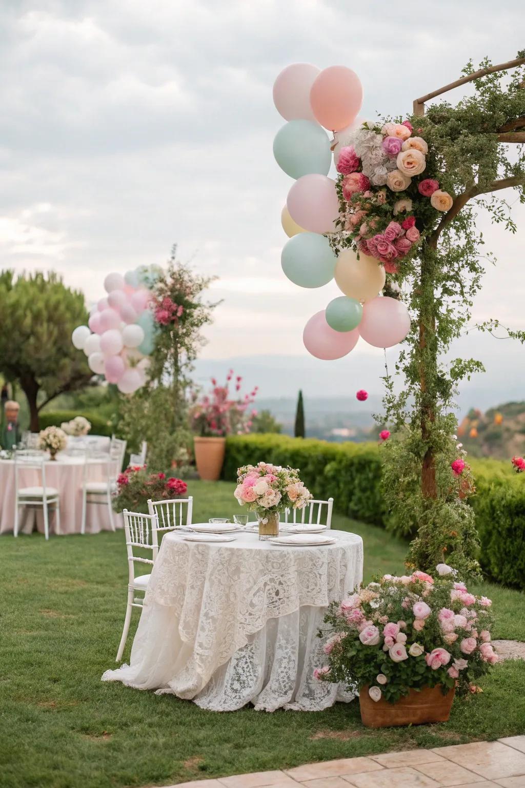 Garden-themed baby shower with blooming and elegant decor