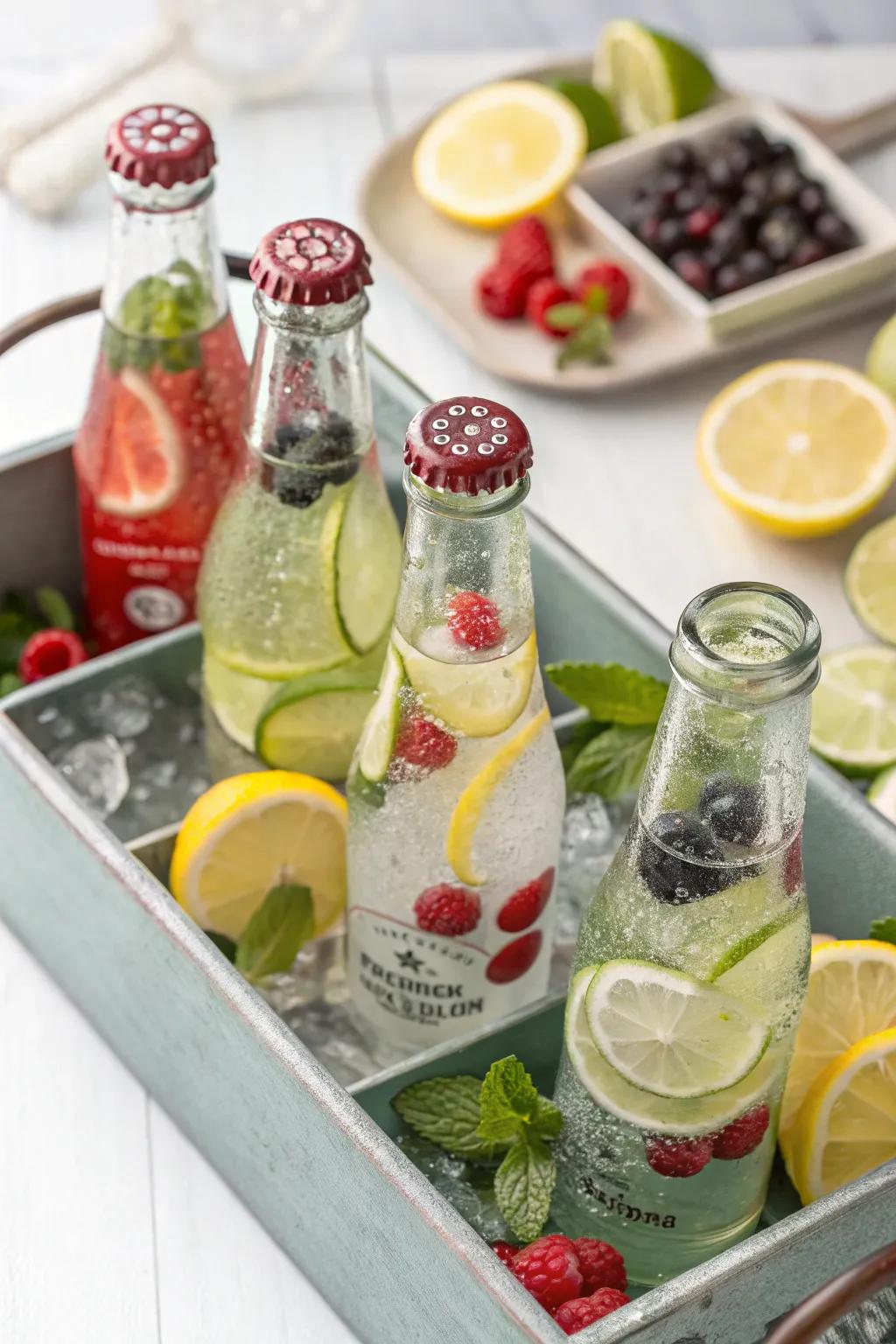 Flavored sparkling water, a refreshing and sophisticated beverage choice.