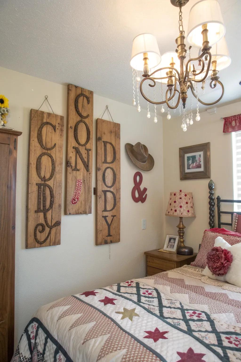 Personalized signs make the space uniquely yours.