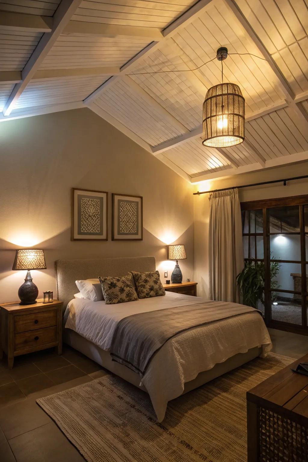 Ambient ceiling fixtures offer a calming and cozy glow.