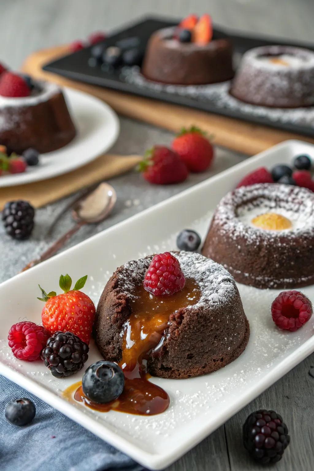 Chocolate lava cakes, a sweet and decadent finale to a December dinner.