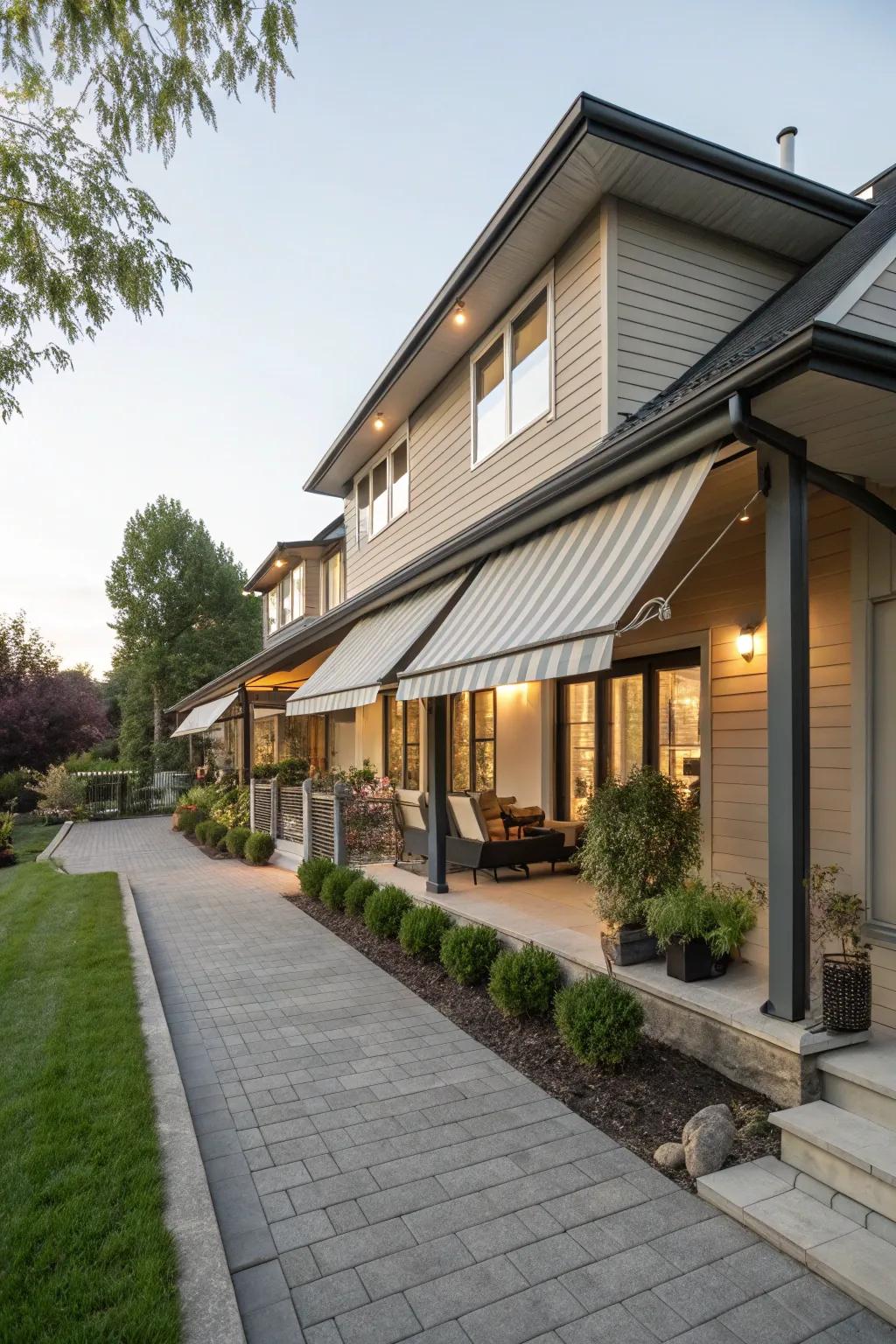 Weather-resistant awnings provide long-lasting style and protection.