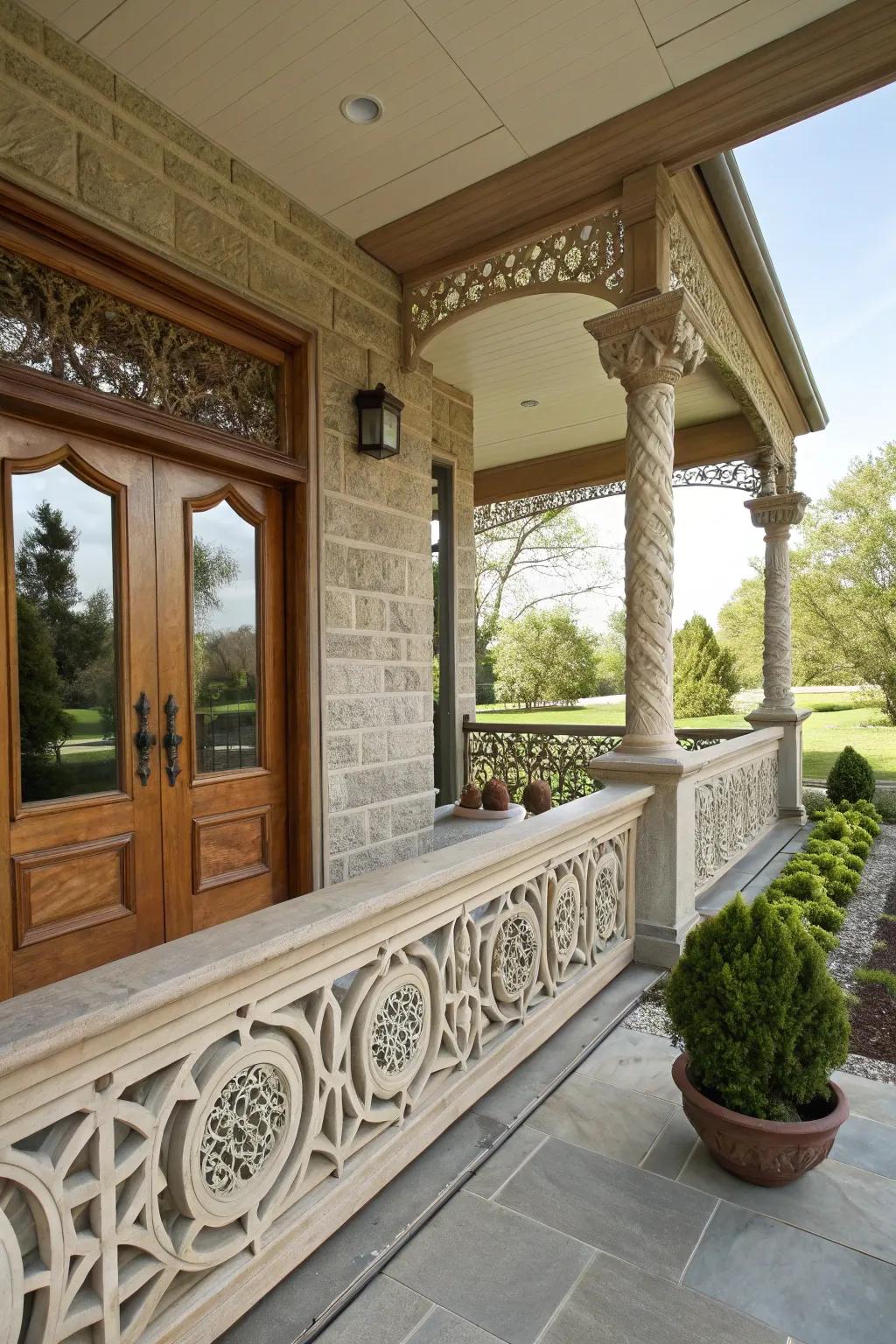 Luxury and artistry with stone inlays in railings